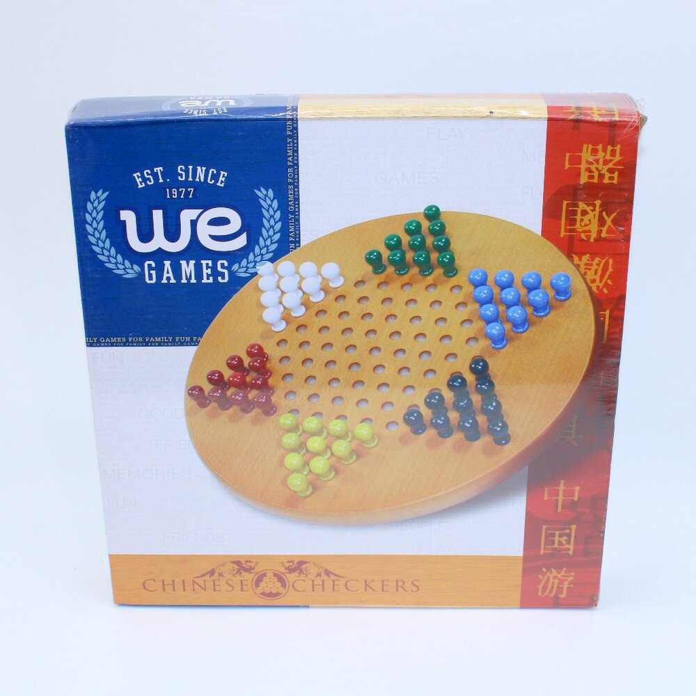 WE Games Solid Wood Chinese Checkers Board Game with Pegs